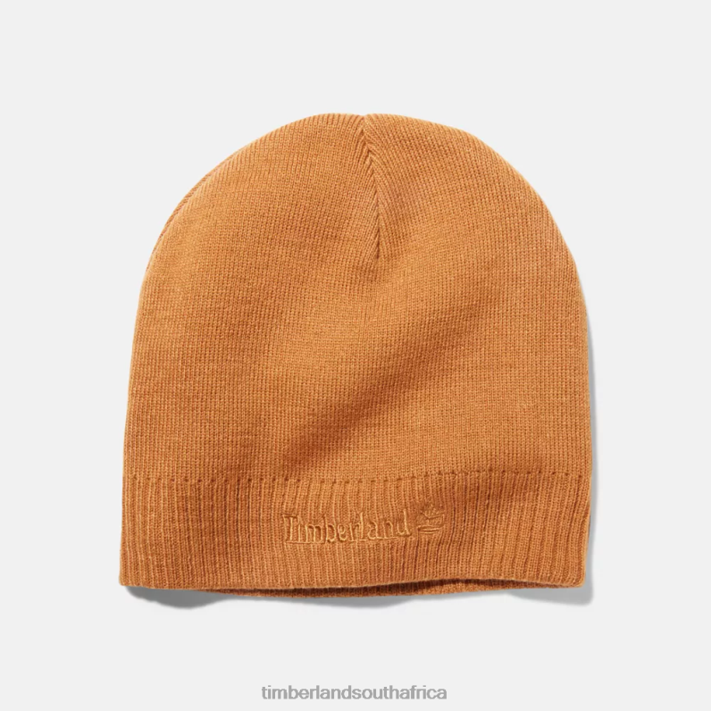 Men Timberland Knit Logo Beanie P64N8601 Accessories Wheat