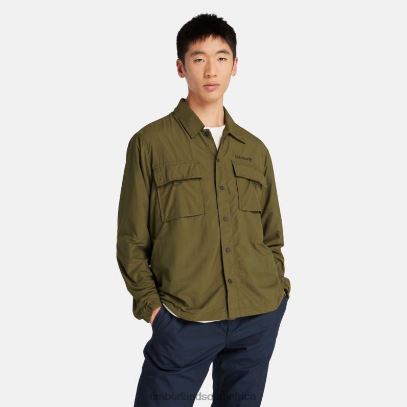 Men Timberland Water-Repellent Lightweight Shirt P64N8529 Clothing Dark Olive