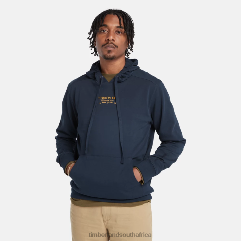 Men Timberland Long Sleeve Utility Hoodie P64N8598 Clothing Dark Sapphire