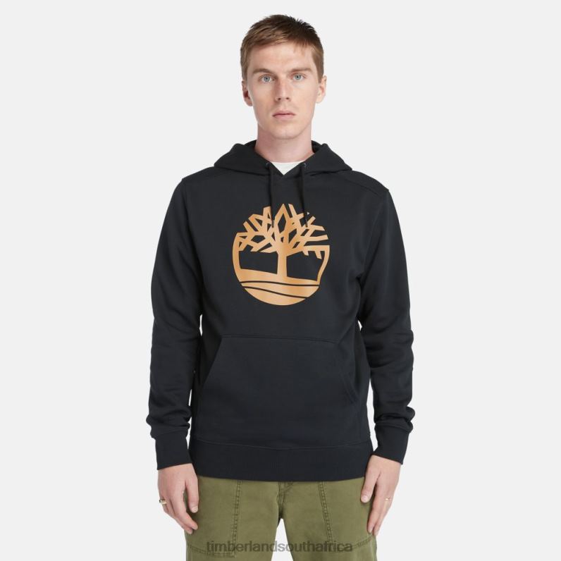 Men Timberland Tree Logo Hoodie P64N8570 Clothing Black/Wheat Boot