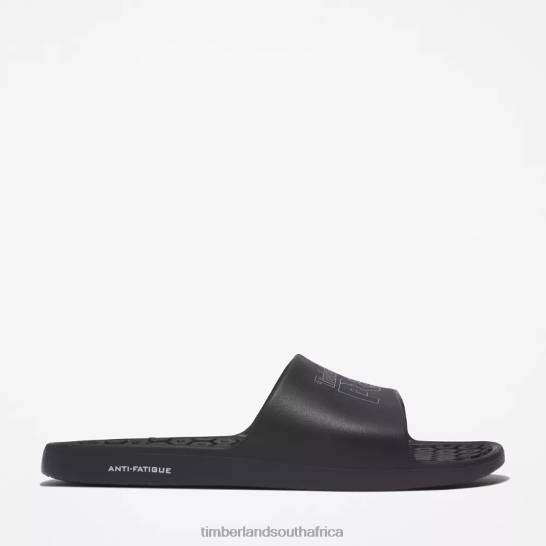 Men Timberland Anti-Fatigue Technology Slide P64N8514 Footwear Black/Silver