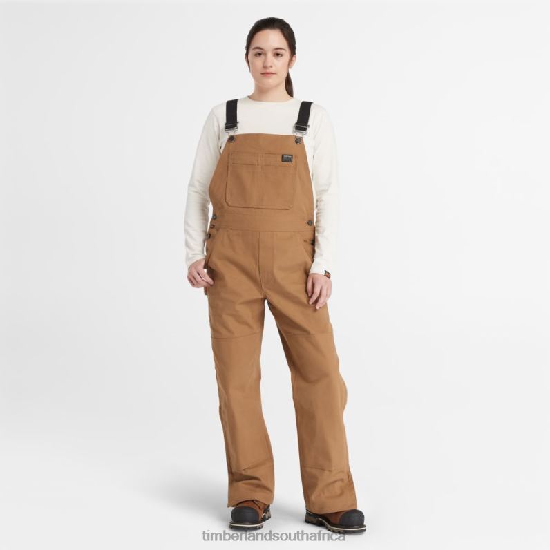 Women Timberland PRO Gritman Bib Overall P64N81026 Clothing Dark Wheat