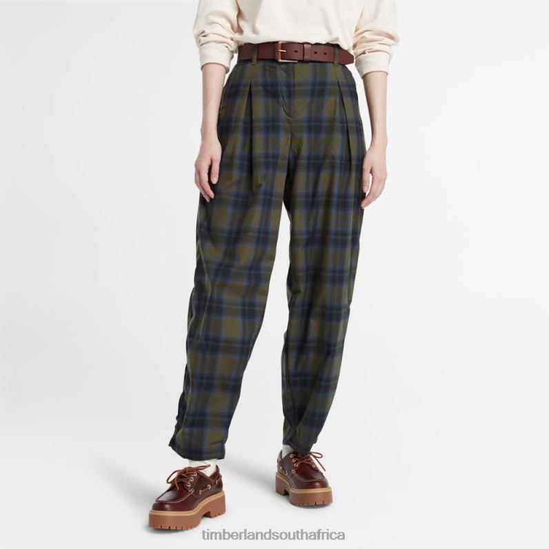 Women Timberland Plaid Pant P64N81079 Clothing Dark Olive