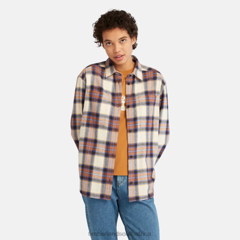 Women Timberland Flannel Overshirt P64N81073 Clothing Burnt Sienna